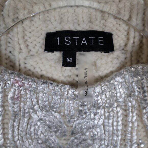 1. State Silver Cable Knit Sweater - Picture 3 of 6